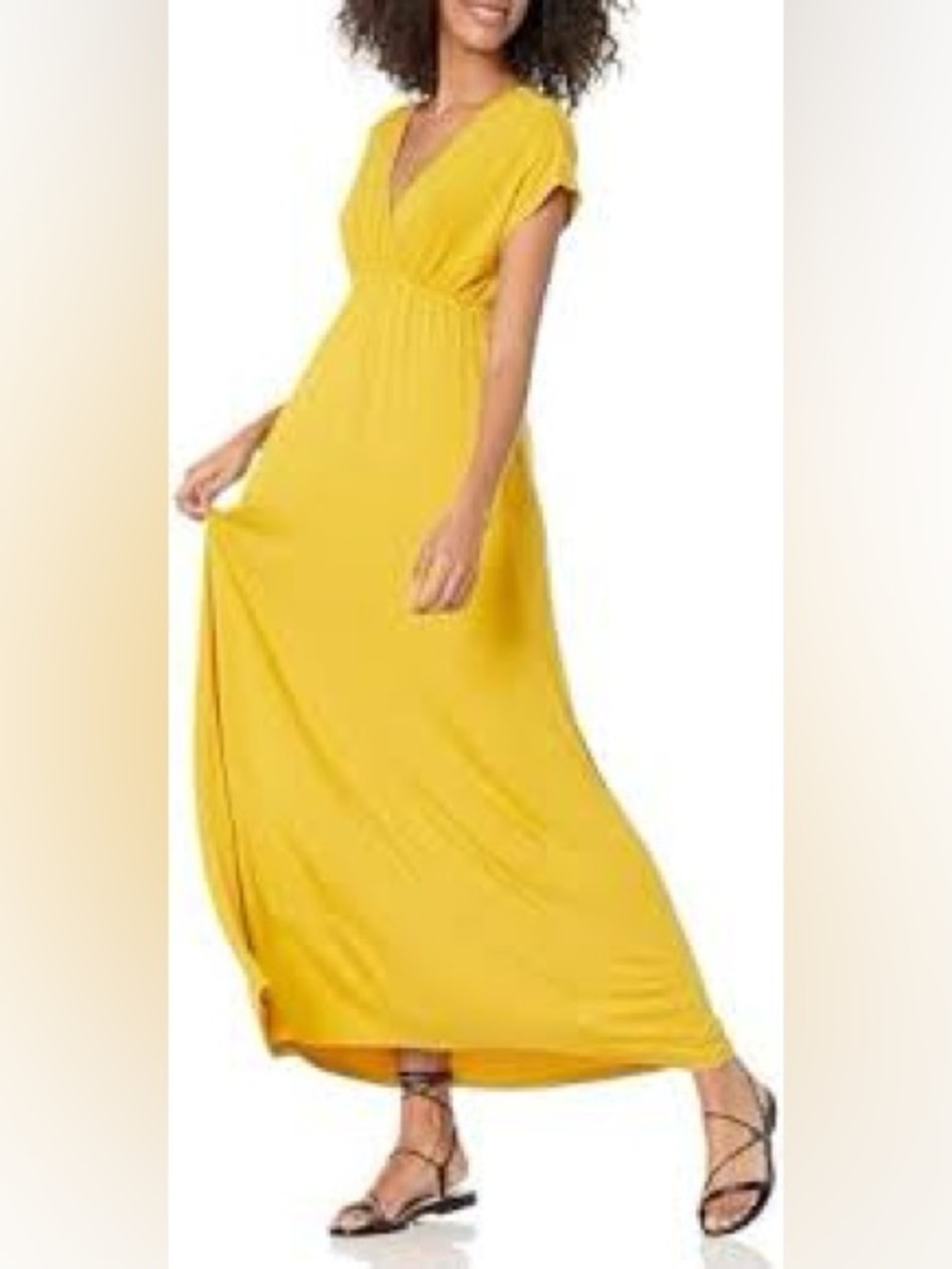 BB Dakota Yellow V-Neck Maxi Dress button detaiks 100% rayon lightweight sz sm